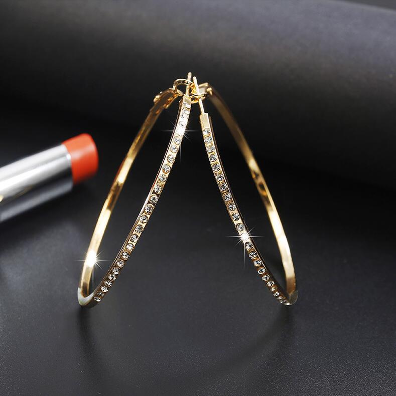 Exaggerated Female Personality Circle Diamond Big Ear Earrings