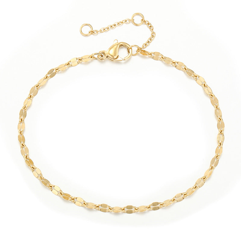 Women's Adjustable Gold Stainless Steel Simple Lace Bracelet