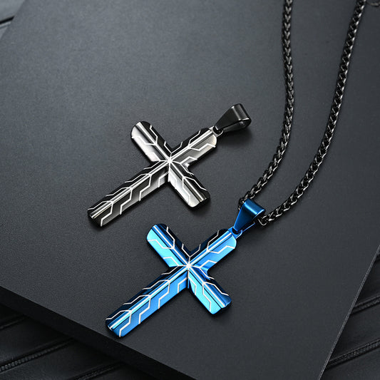 Men's Cross Stainless Steel Tire Pattern Titanium Pendants