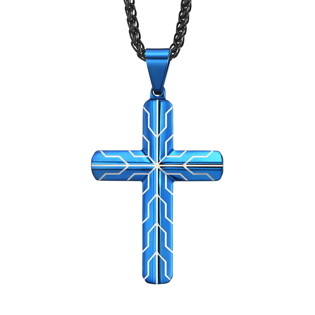 Men's Cross Stainless Steel Tire Pattern Titanium Pendants