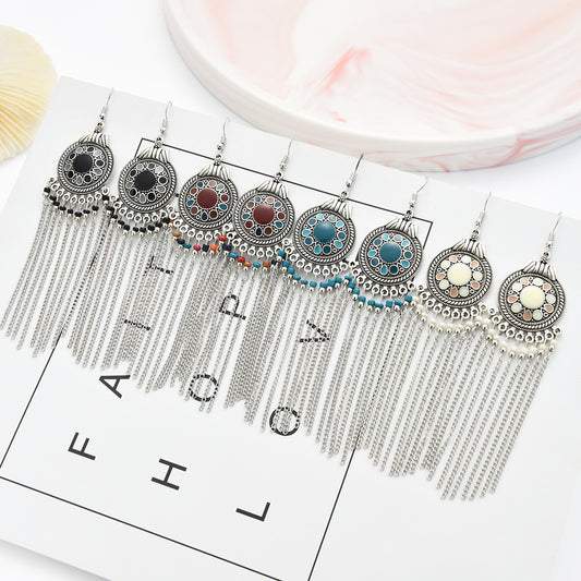 Few Ethnic Retro Chain Long Fringe Earrings