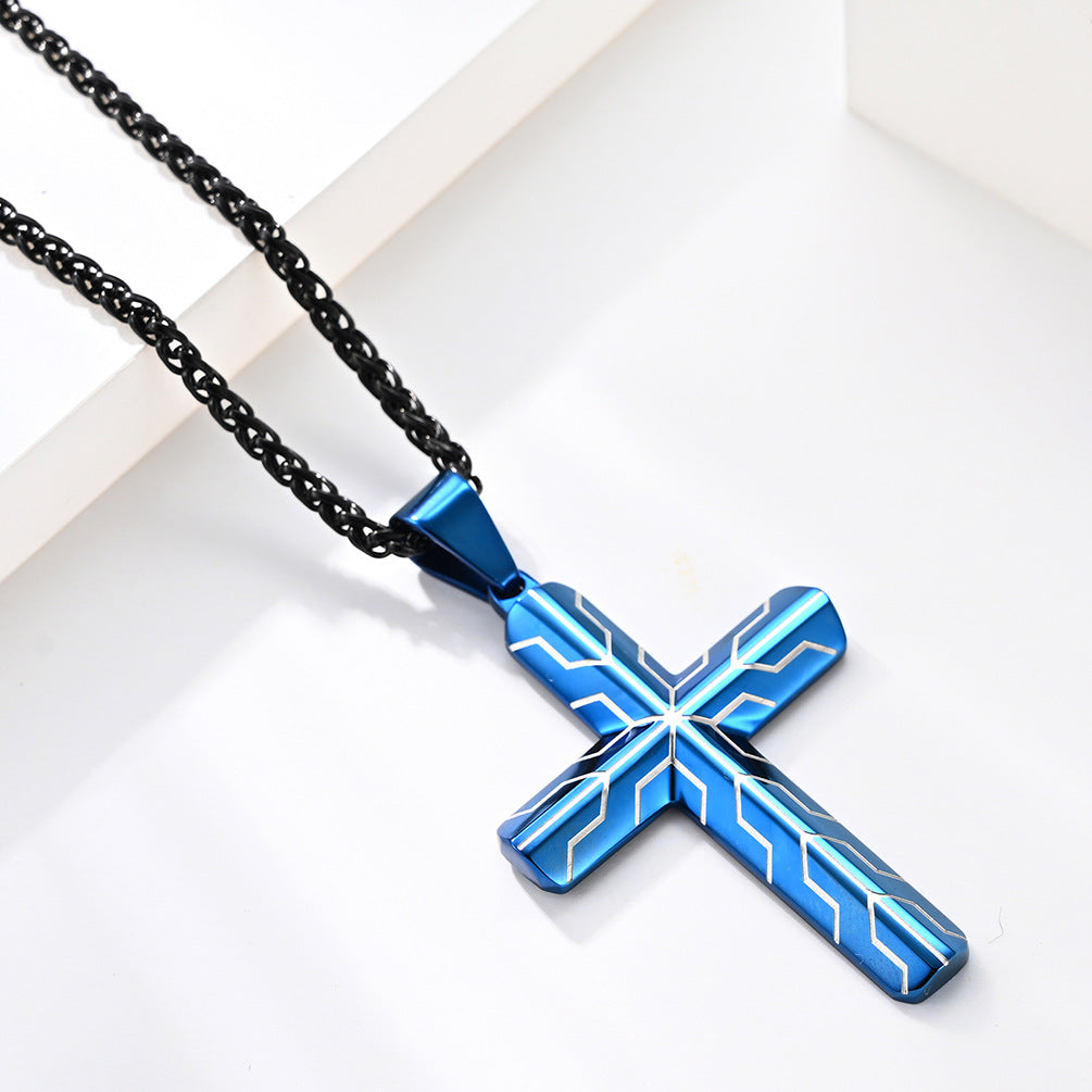 Men's Cross Stainless Steel Tire Pattern Titanium Pendants