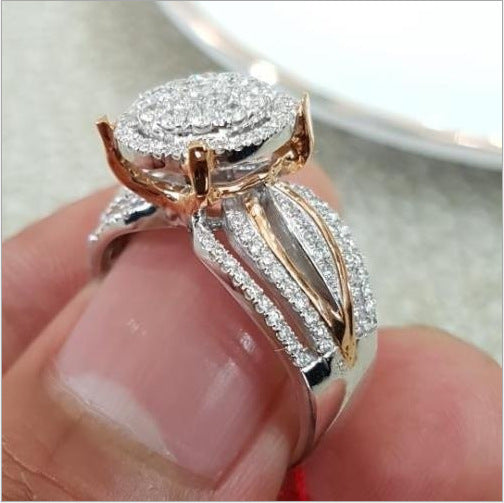 Full Diamond Rose Gold Plated Two-tone Rings