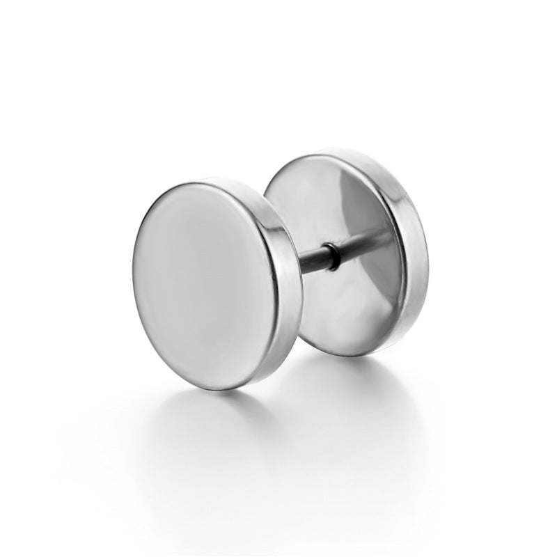 Women's & Men's Fashion Titanium Steel Barbell Stainless Round Earrings