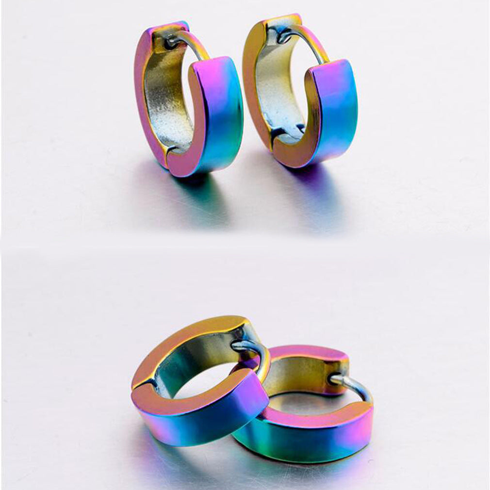 Men's Titanium Steel Korean Classic Simple Ear Clip Rings