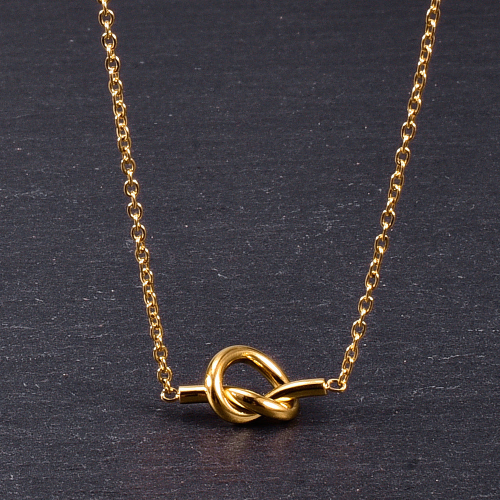Bends Hitches Hollow Heart Knotted Line Clavicle Chain Stainless Steel Necklaces