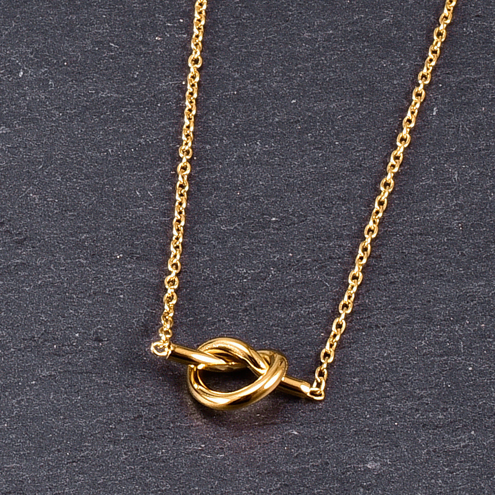 Bends Hitches Hollow Heart Knotted Line Clavicle Chain Stainless Steel Necklaces
