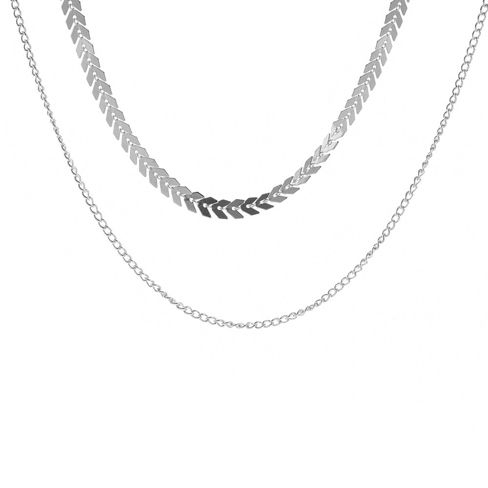 Women's Fishbone Chain Sequined Clavicle Single Layer Necklaces