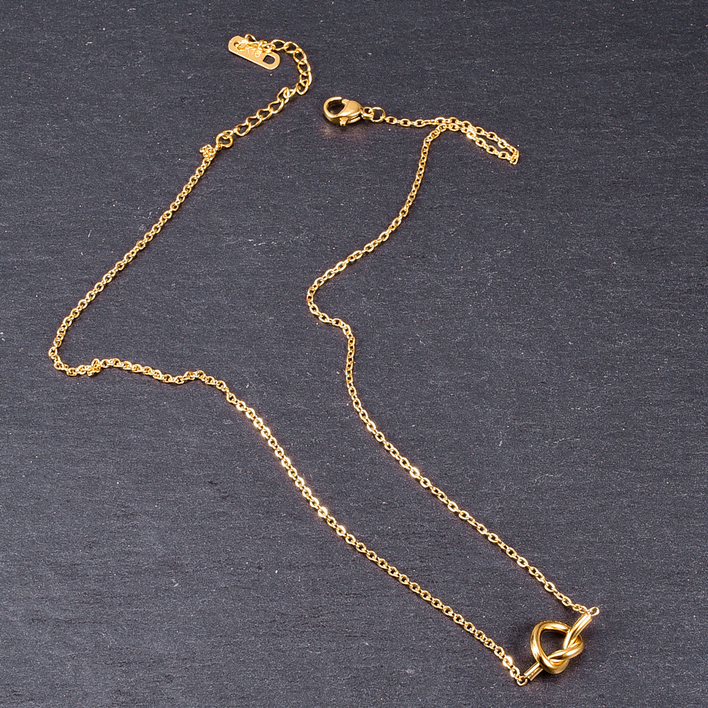 Bends Hitches Hollow Heart Knotted Line Clavicle Chain Stainless Steel Necklaces