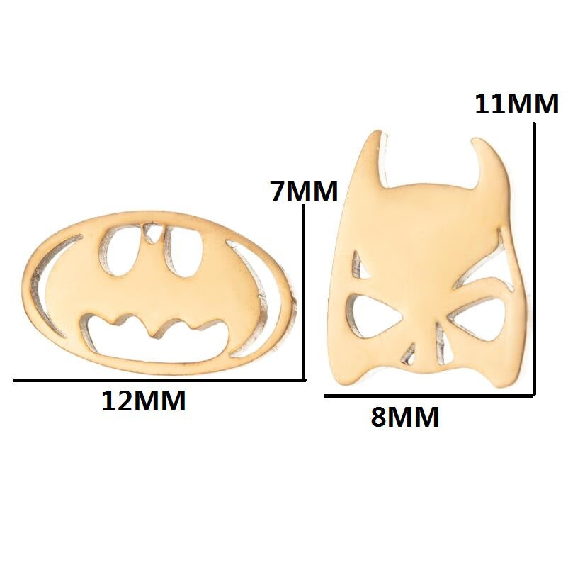 Stainless Steel Ghost Batman Small Animal Umbrella Stud Earrings
