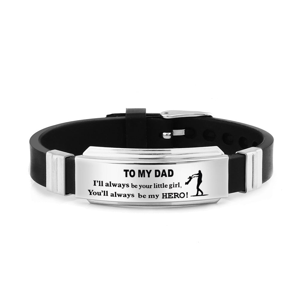 Steel Silicone Strap Father's Day Gift Bracelet