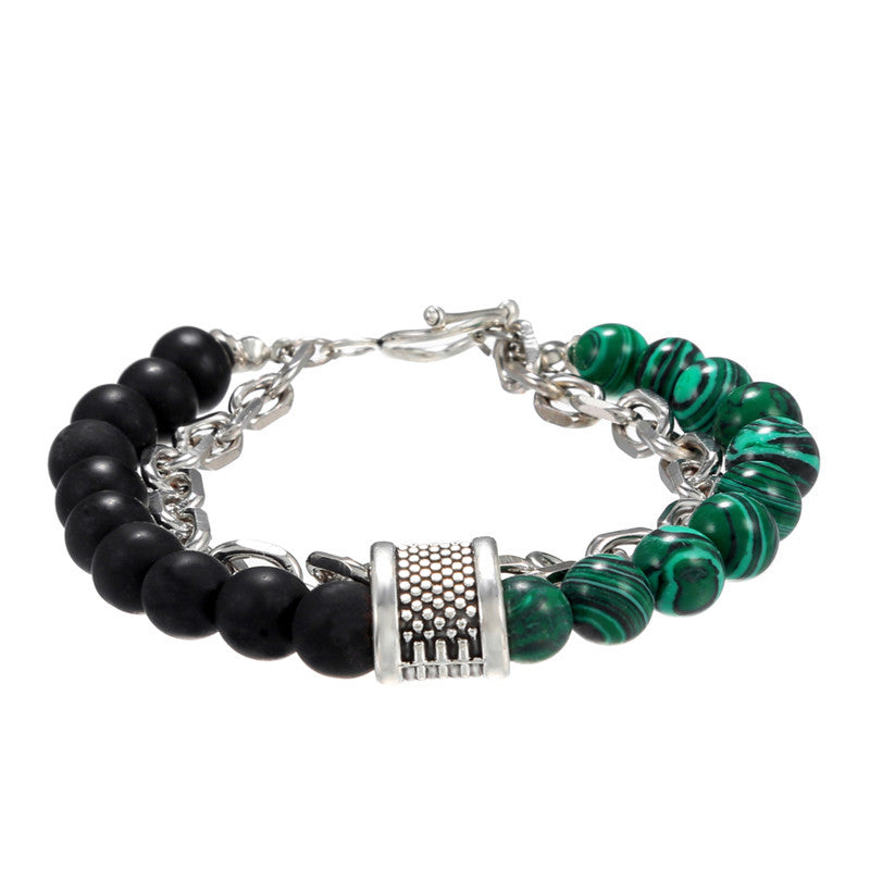 Men's Fashion Punk Frosted Stone Chain Combination Bracelets