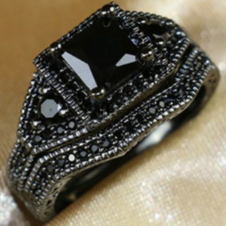 Black Zircon Gold Plated Fashion Engagement Ring