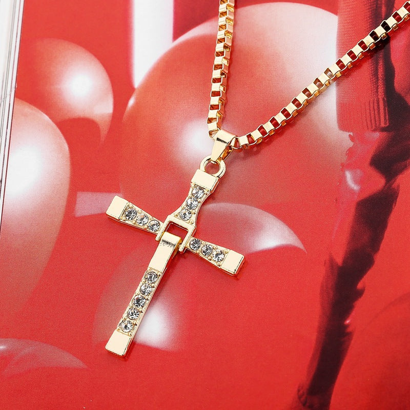 Cross Alloy Speed Passion With Diamond Necklace