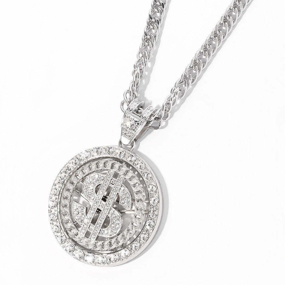 Fashion Trend Rotating Dollar Hipster Rotatable Necklace