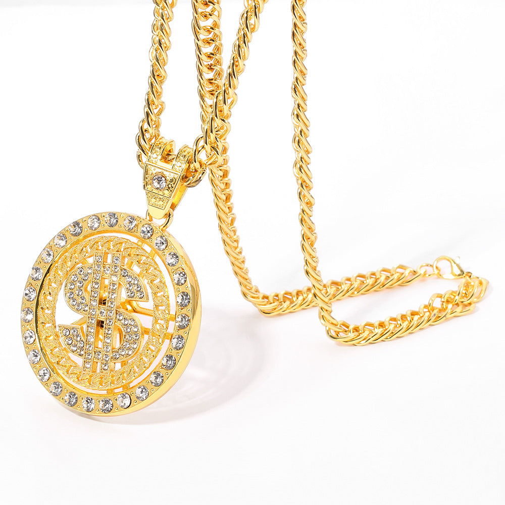 Fashion Trend Rotating Dollar Hipster Rotatable Necklace