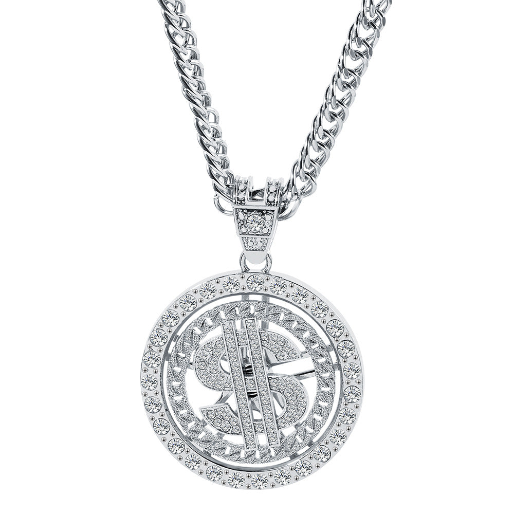 Fashion Trend Rotating Dollar Hipster Rotatable Necklace
