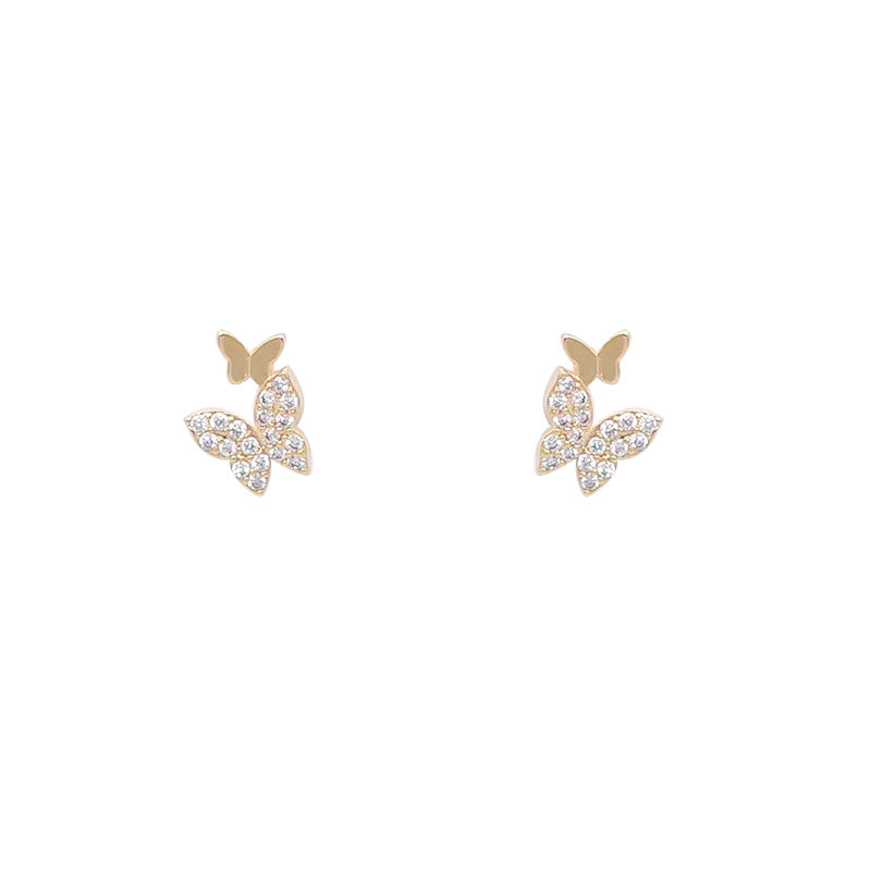 Women's Full Diamond Butterfly Super Graceful And Petite Mini Earrings