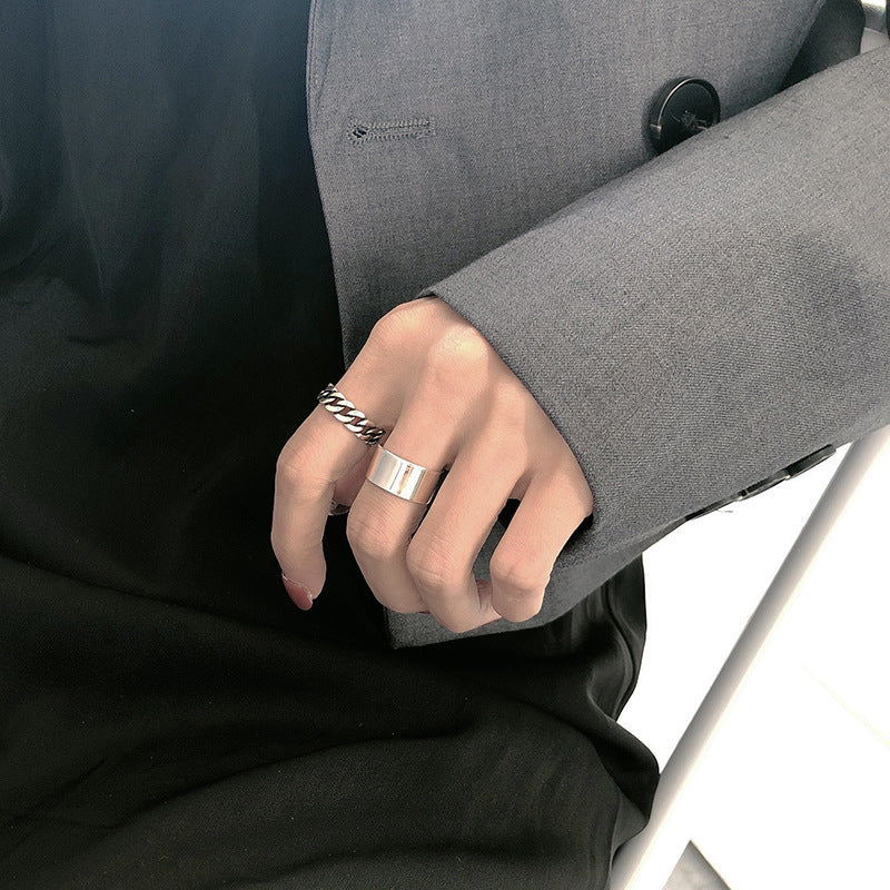 Men's Hip Hop Twin Aperture Open Personalized Cold Style Ring