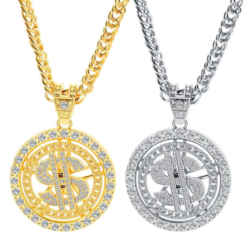 Fashion Trend Rotating Dollar Hipster Rotatable Necklace