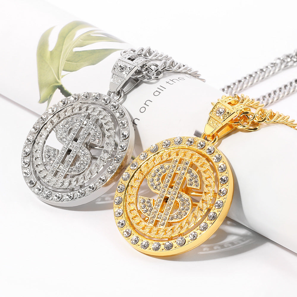 Fashion Trend Rotating Dollar Hipster Rotatable Necklace