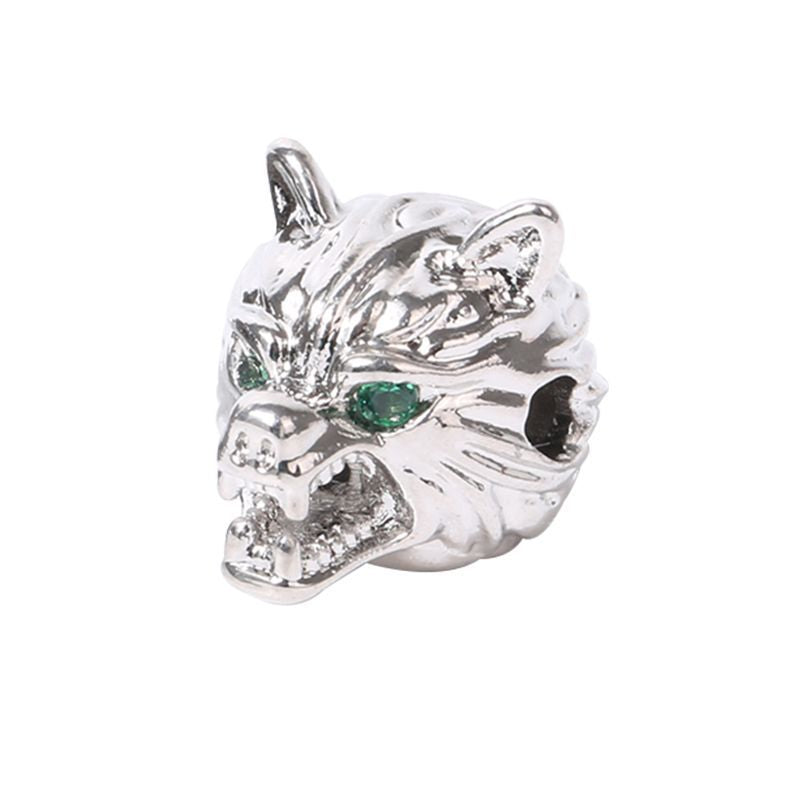 Men's Zircon Wolf Head Beads Beaded Woven Bracelet