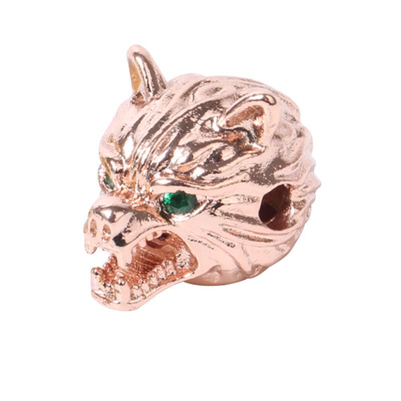 Men's Zircon Wolf Head Beads Beaded Woven Bracelet