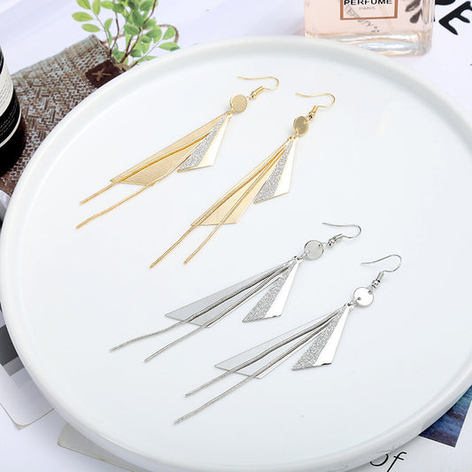 Women's Sier Pin Temperament Wild Metal Triangle Earrings