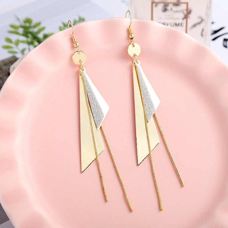 Women's Sier Pin Temperament Wild Metal Triangle Earrings