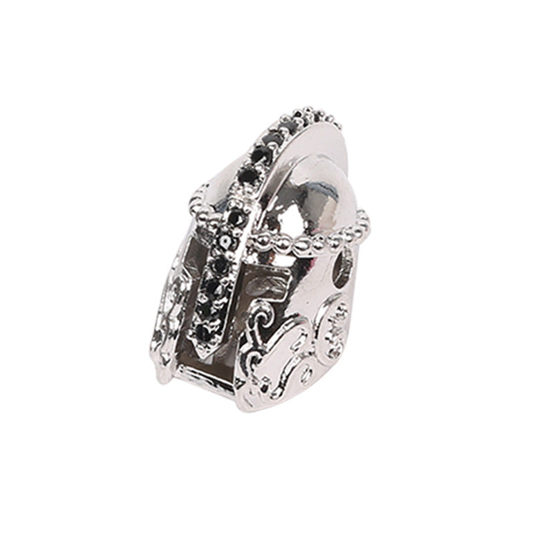 Inlaid Zircon Iron Nail Head Handmade Spacer Bead Necklaces