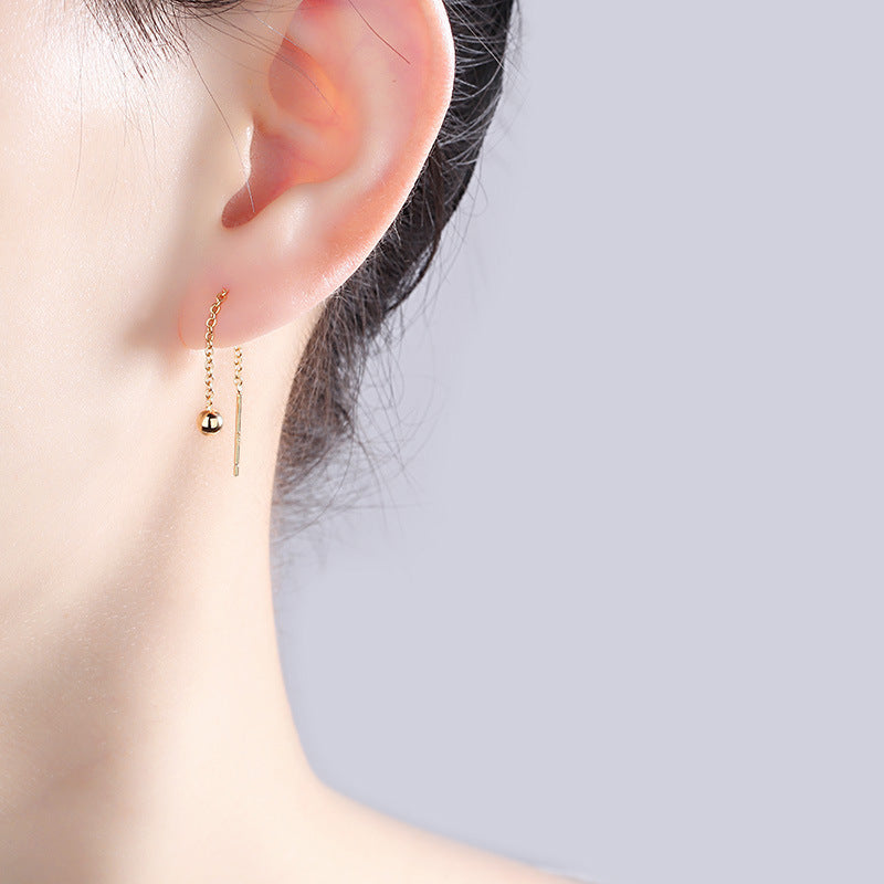 Golden Round Beads Simple Graceful Short Beanie Super Fairy Long Rings