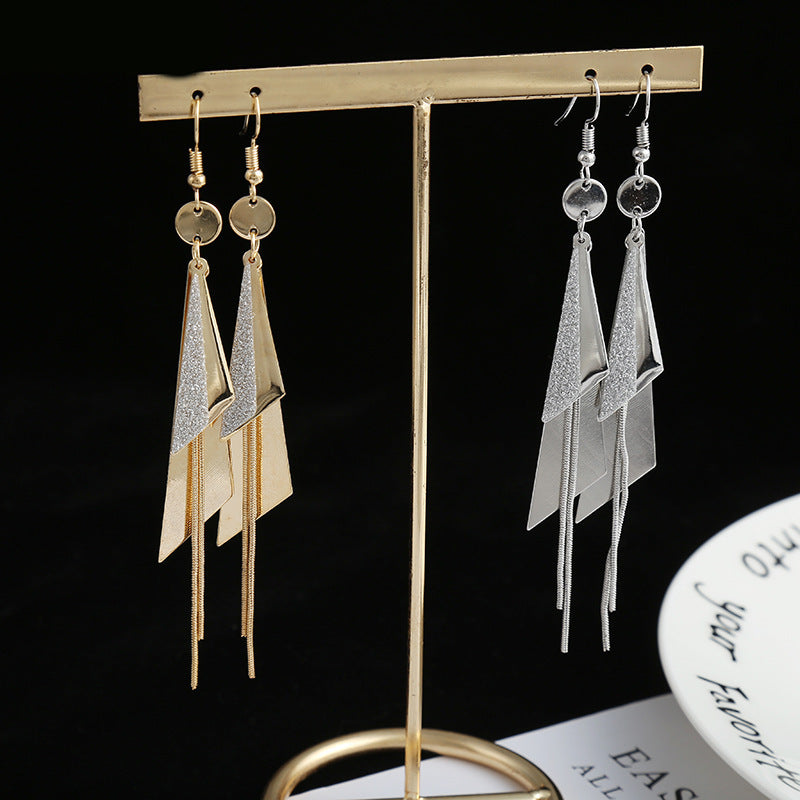 Women's Sier Pin Temperament Wild Metal Triangle Earrings