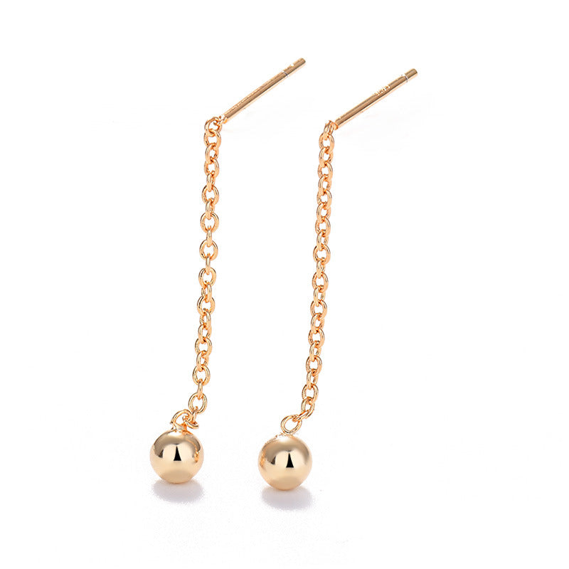 Golden Round Beads Simple Graceful Short Beanie Super Fairy Long Rings