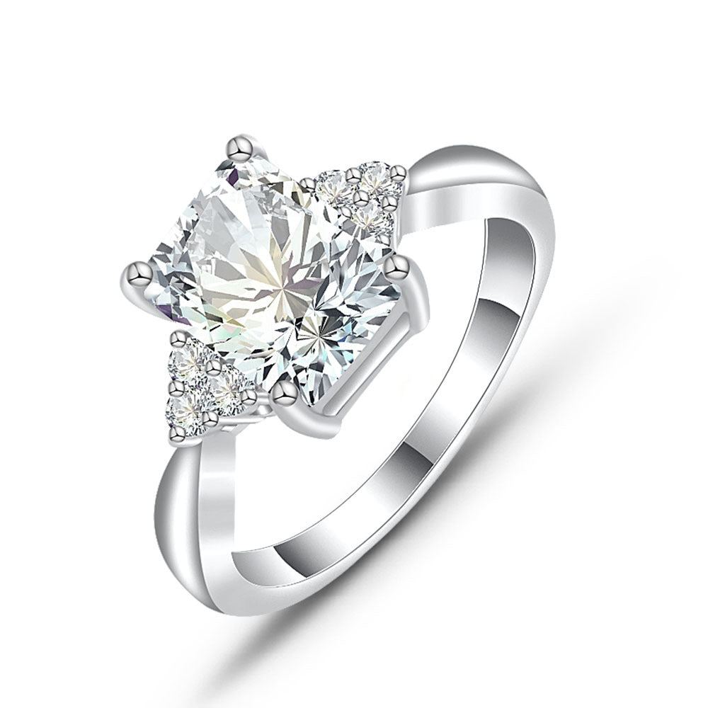 Classic Fashion Simple Inlaid Couple Zircon Ring
