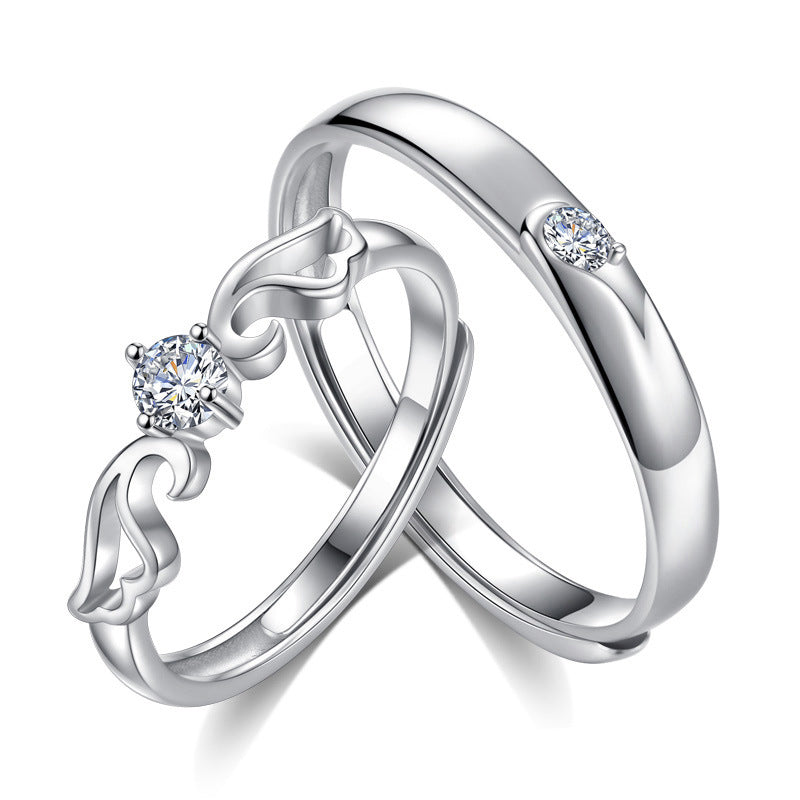 Angel Wings Couple Simple Versatile Opening Rings