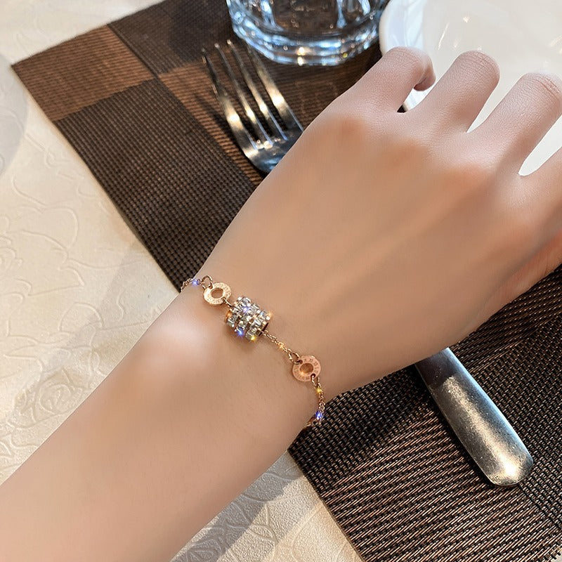 Style Roman Digital Small Waist Titanium Steel Female Do Bracelets