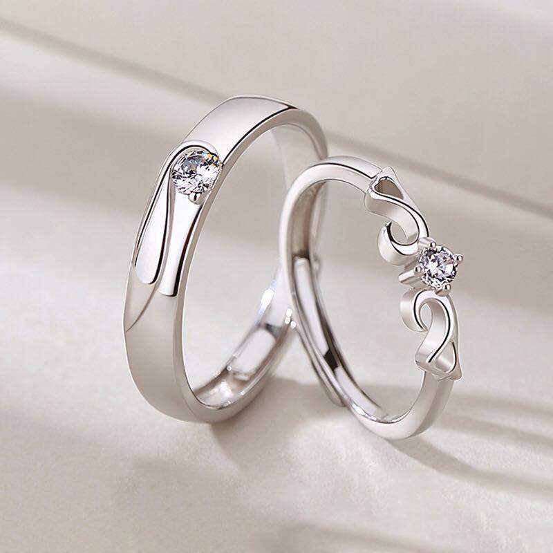 Angel Wings Couple Simple Versatile Opening Rings