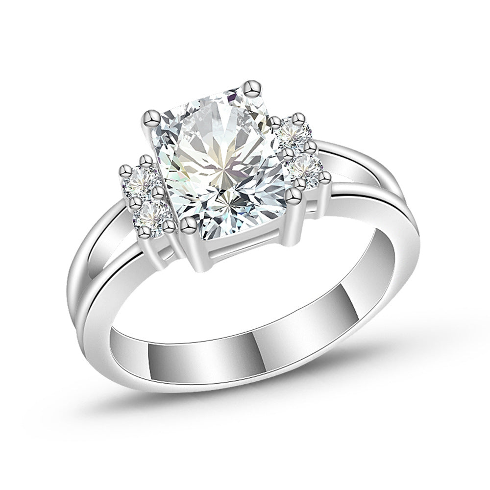 Classic Fashion Simple Inlaid Couple Zircon Ring