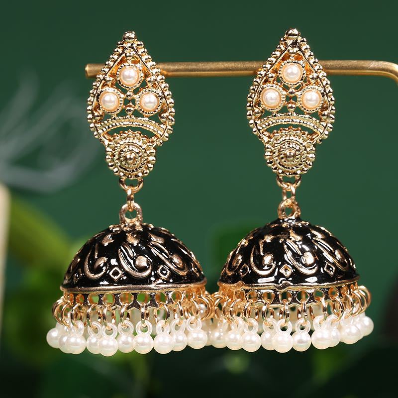 Women's Fashion Indian Ethnic Style Bell Pearl Earrings