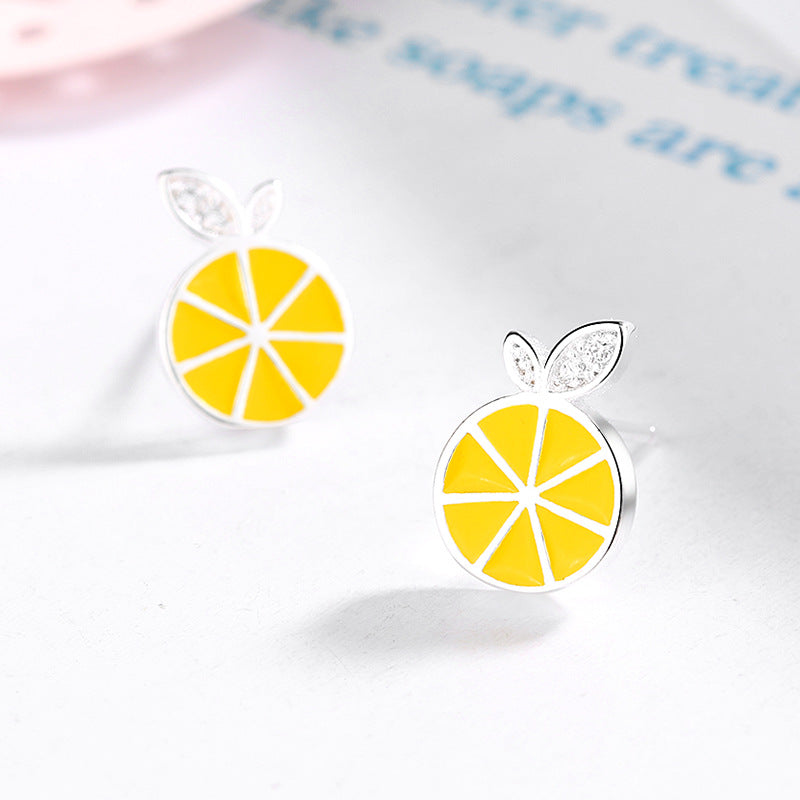 Fresh Summer Cute Lemon Sweet Personality Korean Style Fruit Stud Earrings