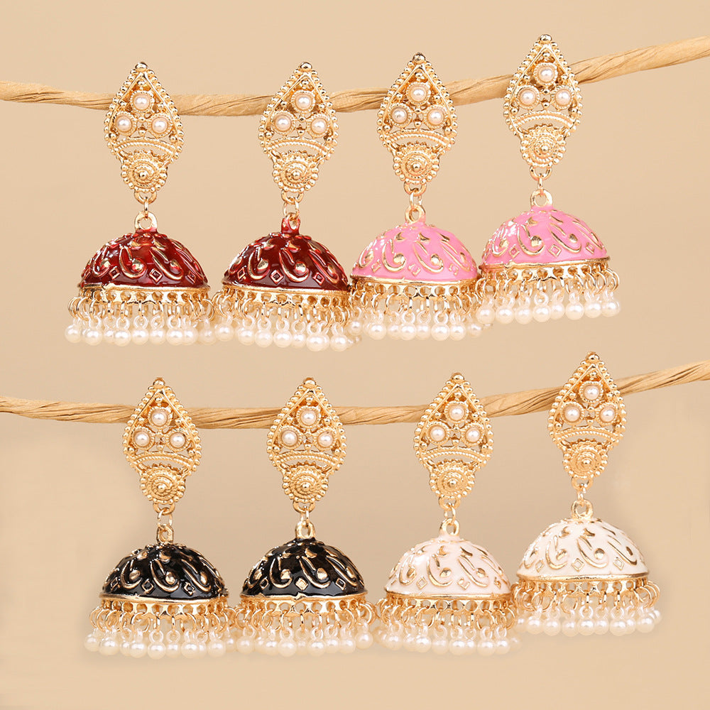 Women's Fashion Indian Ethnic Style Bell Pearl Earrings