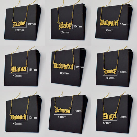 Casual Creative Durable Ancient English Letter Necklaces