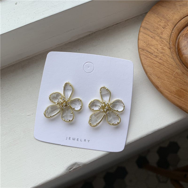 Needle Super Shiny Crystal Beautiful Flowers Fairy Earrings