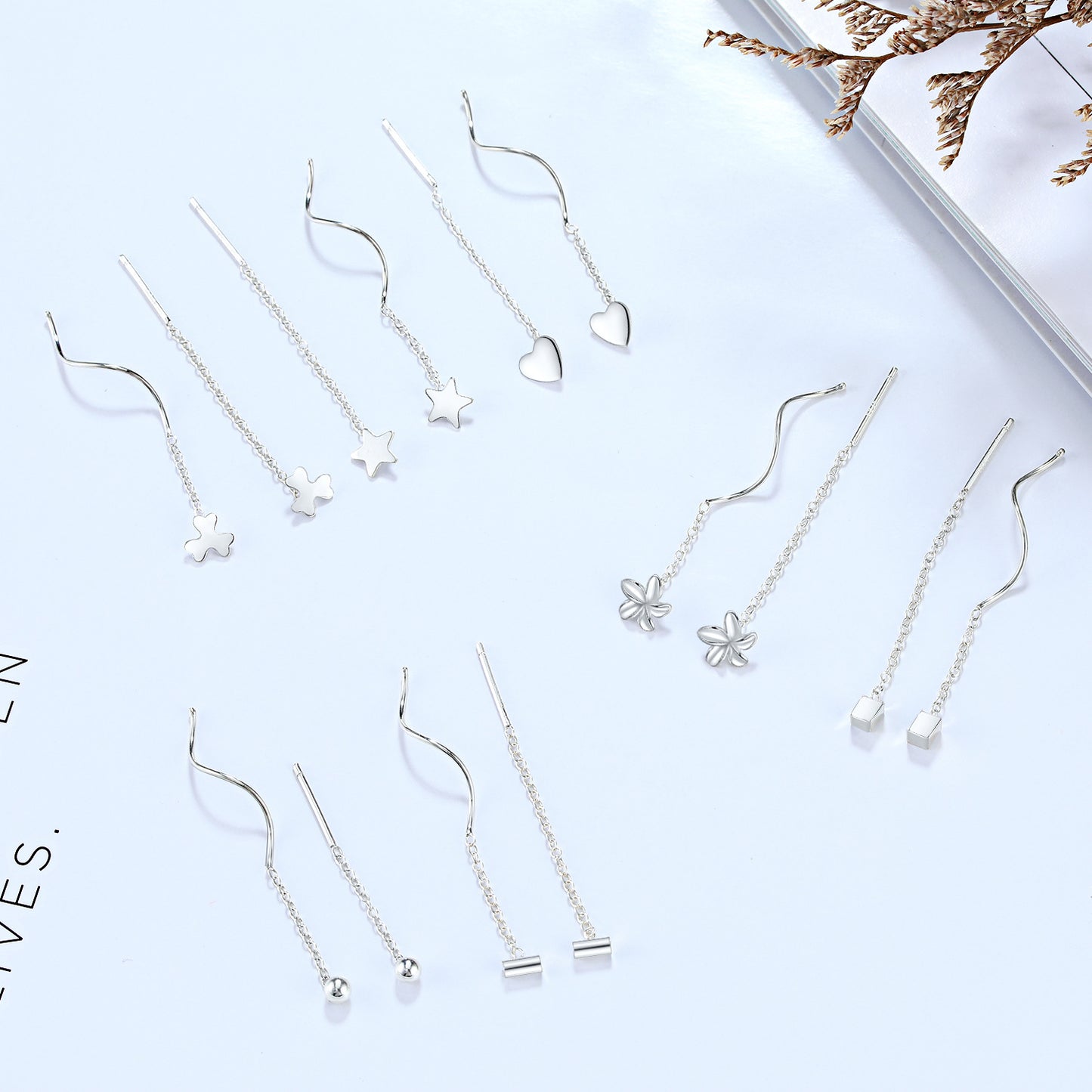 Women's Sier Light Luxury Sweet Loving Heart Long Tassel Earrings
