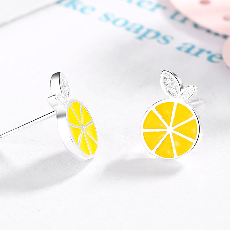 Fresh Summer Cute Lemon Sweet Personality Korean Style Fruit Stud Earrings