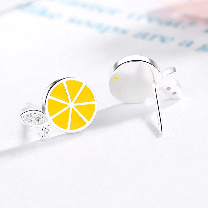 Fresh Summer Cute Lemon Sweet Personality Korean Style Fruit Stud Earrings