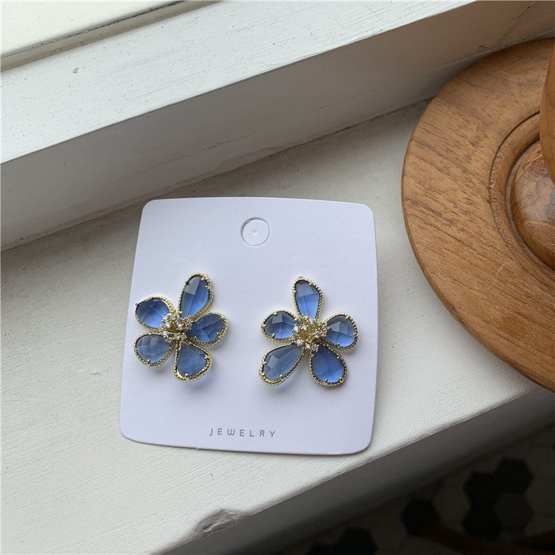Needle Super Shiny Crystal Beautiful Flowers Fairy Earrings