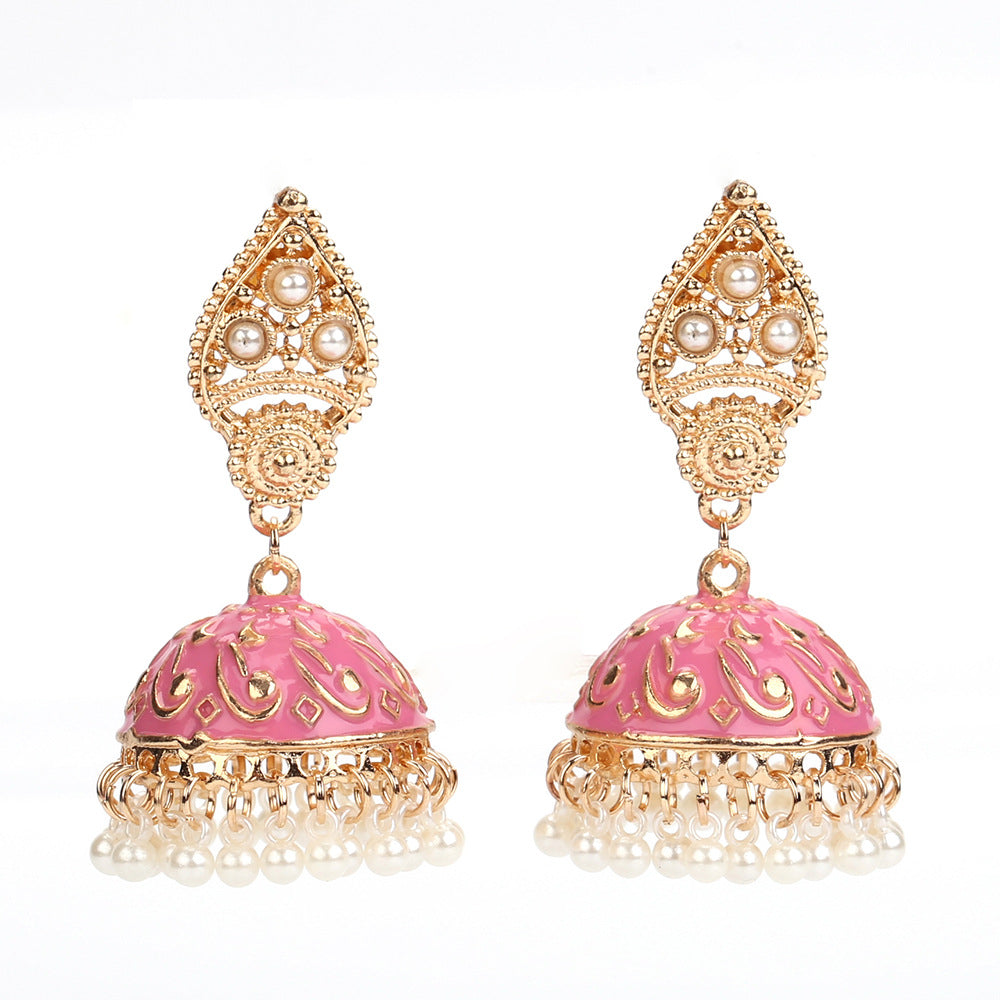 Women's Fashion Indian Ethnic Style Bell Pearl Earrings