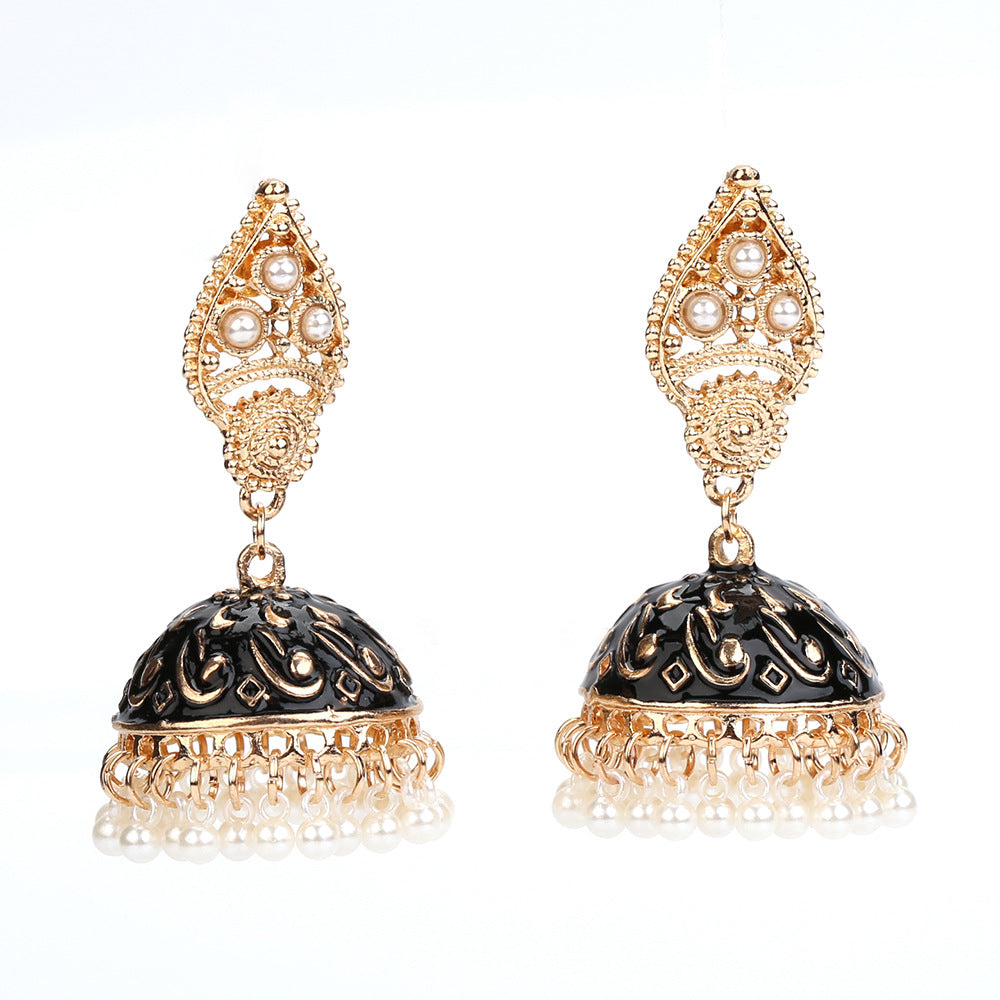 Women's Fashion Indian Ethnic Style Bell Pearl Earrings