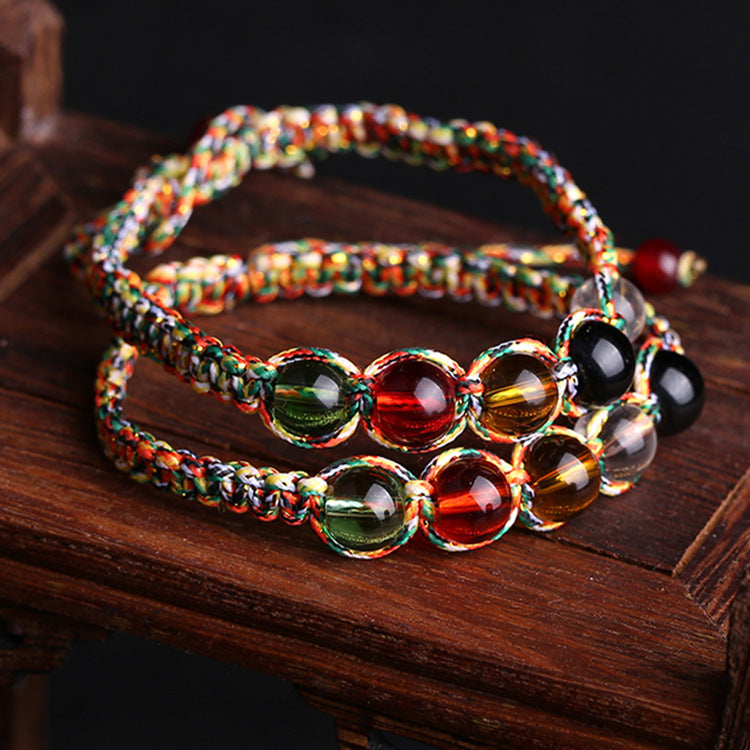 Golden Rope Carrying Strap Dragon Boat Festival Five-line Beads Tibetan Bracelet